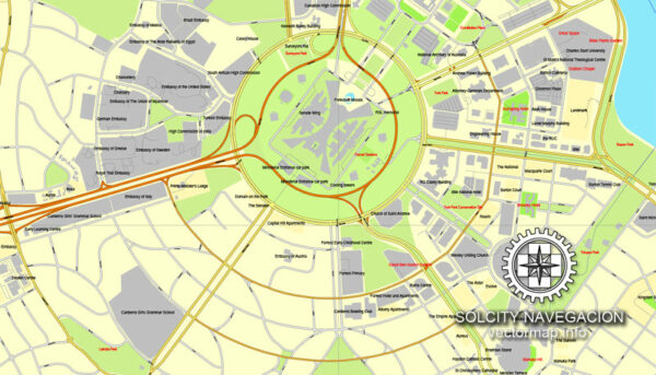 Canberra, Australia in Adobe illustrator, printable vector street City ...