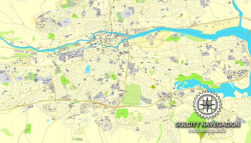 Map vector Cork, Ireland printable vector street City Plan map, full editable, Adobe Illustrator