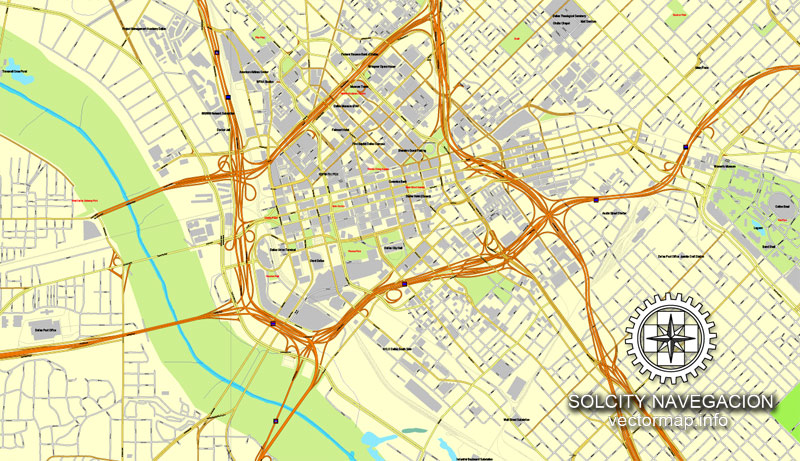 Dallas Texas Us Printable Vector Street City Plan Map Full Editable