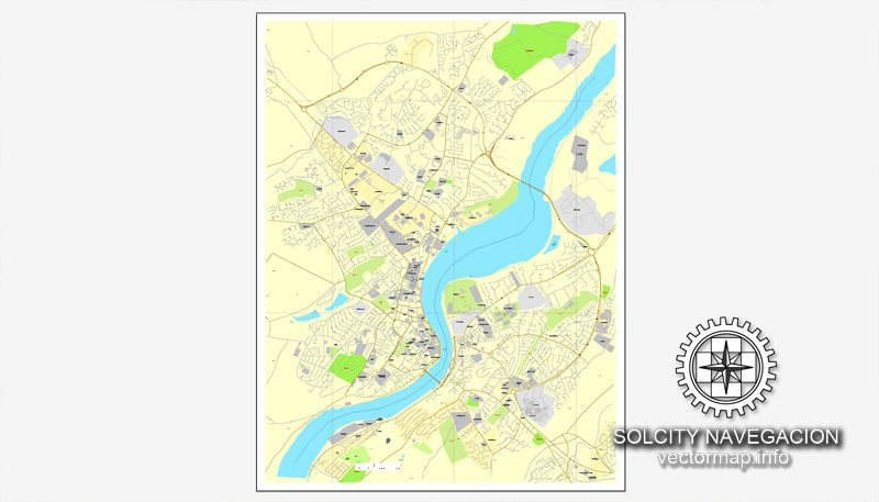 Map Vector Derry, Ireland printable vector street City Plan map, full editable, Adobe Illustrator
