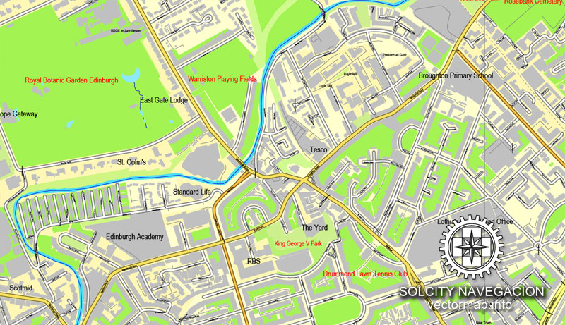 Map vector Edinburgh, Scotland, UK Great Britain, printable vector street City Plan map, full editable, Adobe Illustrator