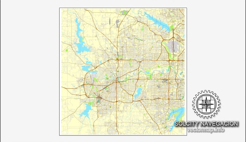 Map vector Fort Worth, Texas, US printable vector street City Plan map, full editable, Adobe illustrator Map for design, print, arts, projects, presentations, for architects, designers and builders