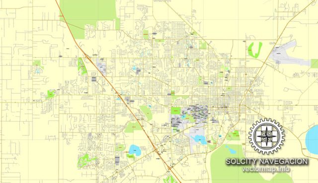 Gainesville Florida Us Printable Vector Street City Plan Map Full Editable Adobe Pdf 