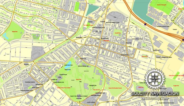 Glasgow Scotland UK printable vector street map City Plan full editable ...