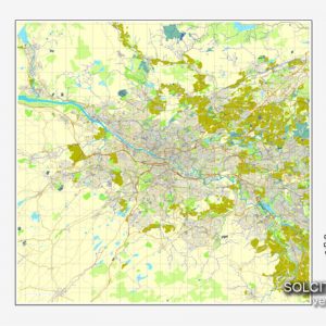 Editable map Glasgow Scotland