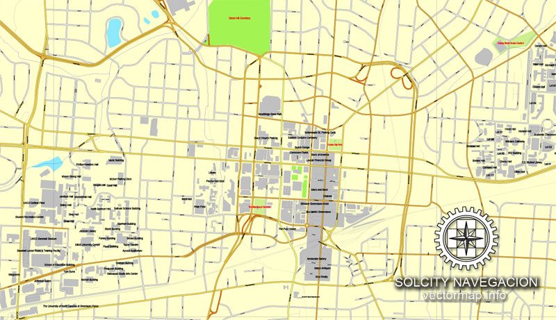 Map vector Greensboro, North Carolina, US printable vector street City Plan map, full editable, Adobe Illustrator