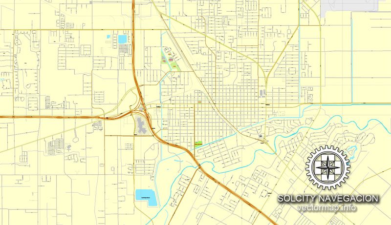 Map vector Harlingen, Texas, US printable vector street City Plan map, full editable, Adobe Illustrator