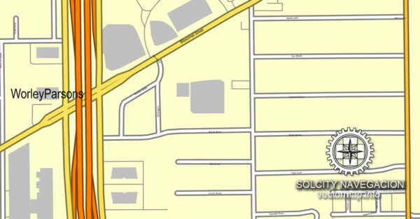 Houston, Texas, US printable vector street City Plan map, full editable ...