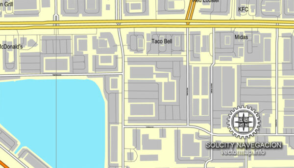 Indianapolis, Indiana, US printable vector street City Plan map, full ...