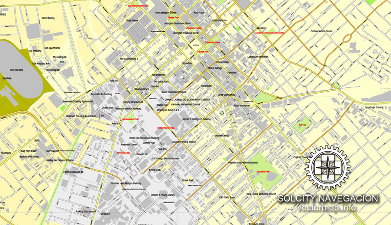 Map Lexington Kentucky Us Cityplan 3mx3m Ai 3 