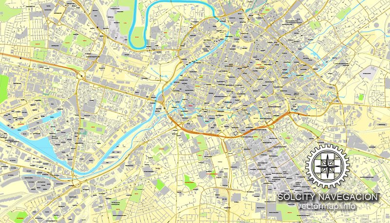 Manchester, UK Great Britain, printable vector street City Plan map, full editable, Adobe Illustrator
