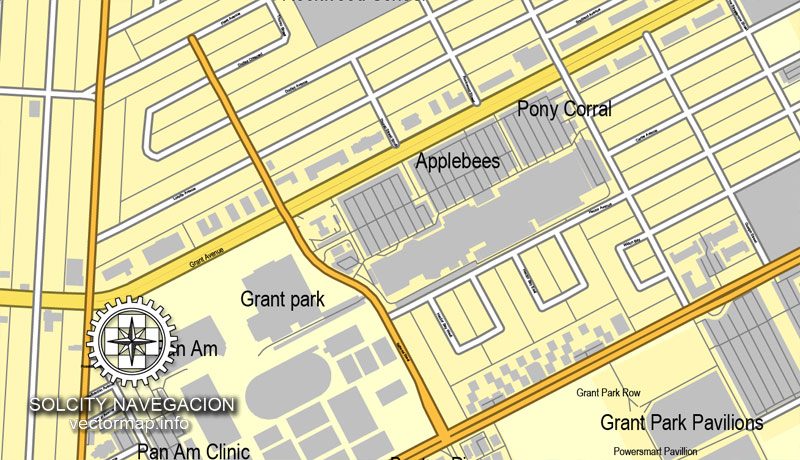 Winnipeg, Steinbach, Canada printable vector street City Plan 5 parts map, full editable, Adobe Illustrator