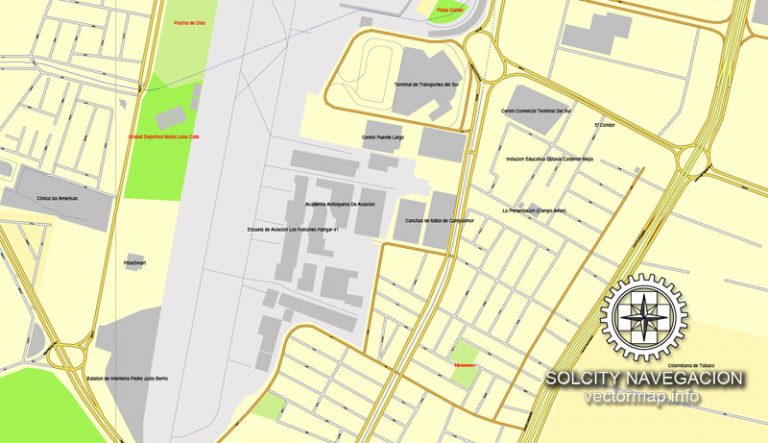 Medellin, Colombia, printable vector street City Plan map, full ...