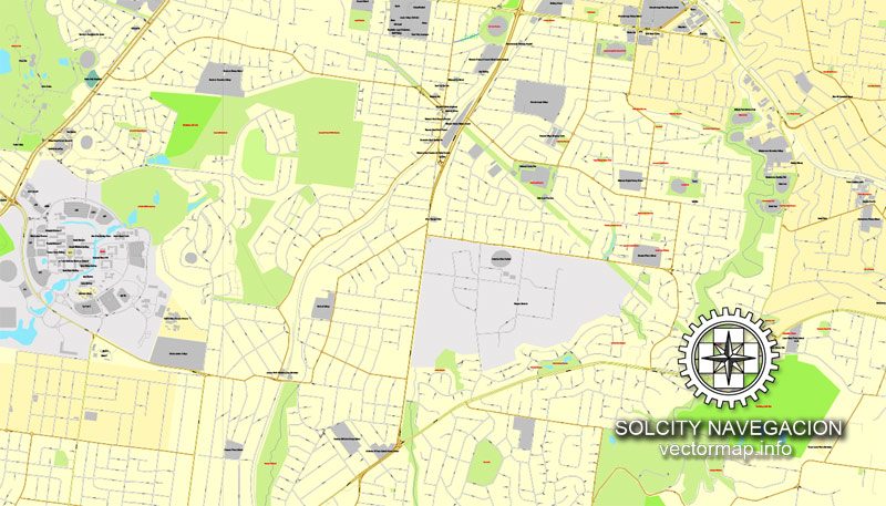 Map vector Melbourn, Australia, printable vector street 4 parts City Plan map, full editable, Adobe illustrator Map for design, print, arts, projects, presentations, for architects, designers and builders