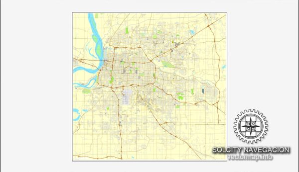 Memphis, Tennessee, US printable vector street City Plan map, full editable, Adobe illustrator
