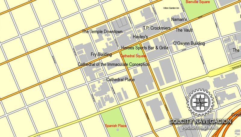 Map vector Mobile, Alabama, US printable vector street City Plan map, full editable, Adobe Illustrator