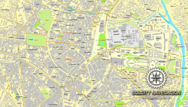 Montpellier, France printable vector street City Plan map, full ...