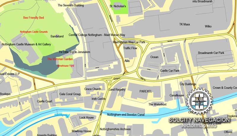 Newcactle, England, UK Great Britain, printable vector street City Plan map, full editable, Adobe Illustrator