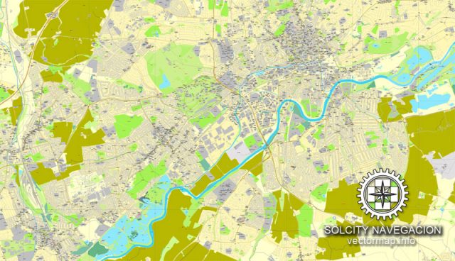 Newcastle, England, UK Great Britain, printable vector street City Plan ...