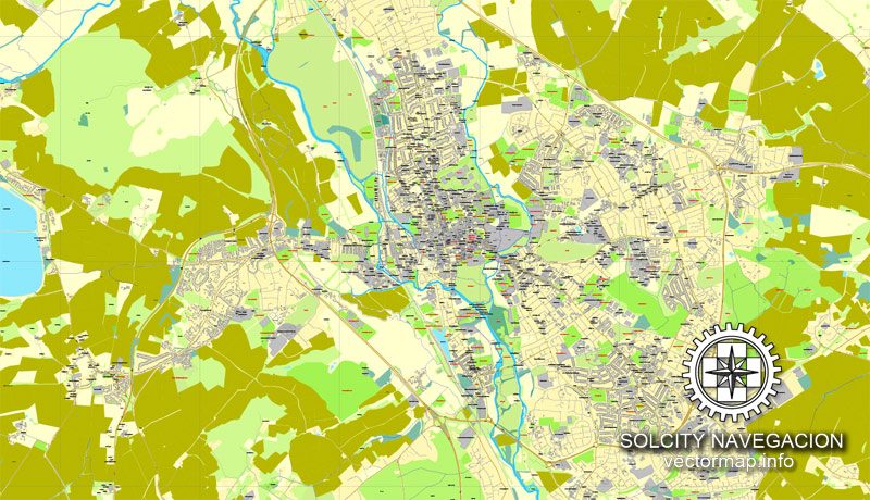 Map vector Oxford, England, UK Great Britain, printable vector street City Plan map, full editable, Adobe Illustrator