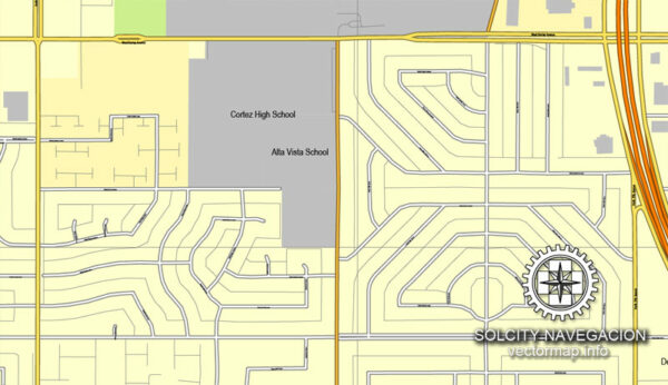 Phoenix, Arizona, US printable vector street City Plan map, full ...