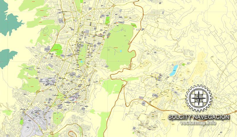 Quito, Ecuador, printable vector street City Plan map, full editable, Adobe illustrator