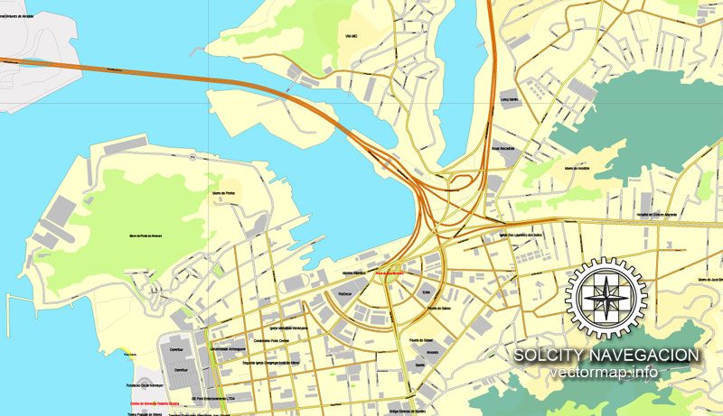 Map vector Rio de Janeiro, Brasilia, printable vector street City Plan map, full editable, Adobe illustrator Map for design, print, arts, projects, presentations, for architects, designers and builders