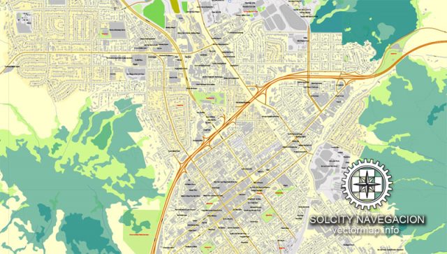 San Luis Obispo, California, US printable vector street City Plan map