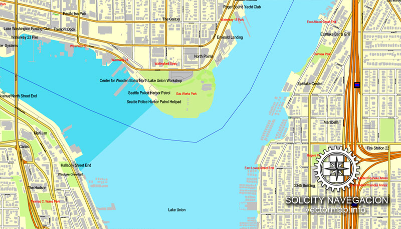 Editable map Seattle Washington PDF