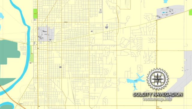 Terre-Haute, Indiana, US printable vector street City Plan map, full 