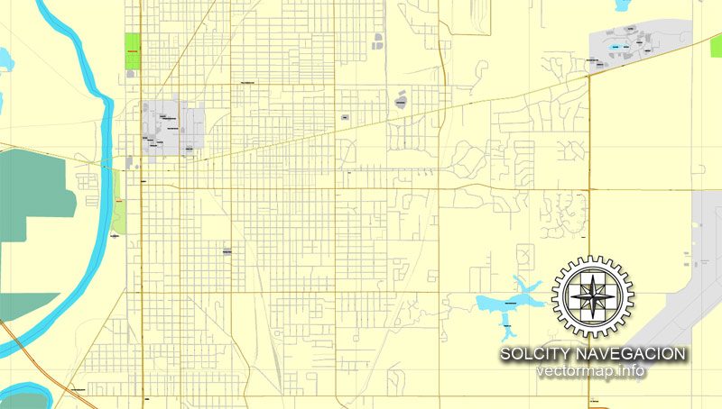 Terre-Haute, Indiana, US printable vector street City Plan map, full editable, Adobe Illustrator