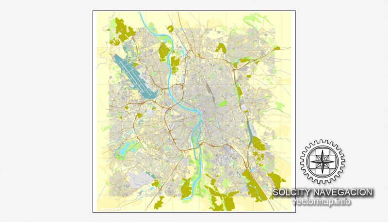 Map vector Toulouse, France printable vector street City Plan map, full editable, Adobe Illustrator Map for design, print, arts, projects, presentations, for architects, designers and builders
