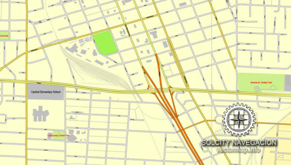 Tuscaloosa, Alabama, US printable vector street City Plan map, full ...