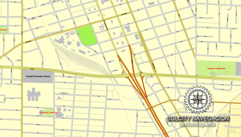 Tuscaloosa Alabama Us Printable Vector Street City Plan Map Full