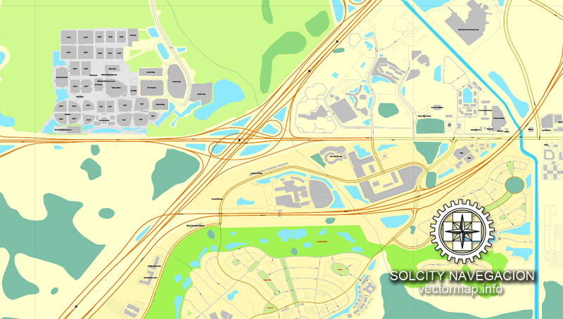 walt disney world florida us printable vector street city plan map