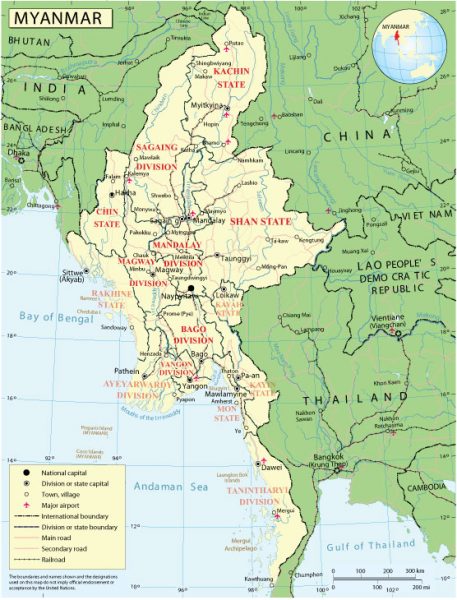 Myanmar-Burma: Free vector map Myanmar-Burma, Adobe Illustrator ...