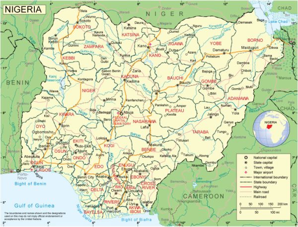 Nigeria: Free vector map Nigeria, Adobe Illustrator, download now maps ...