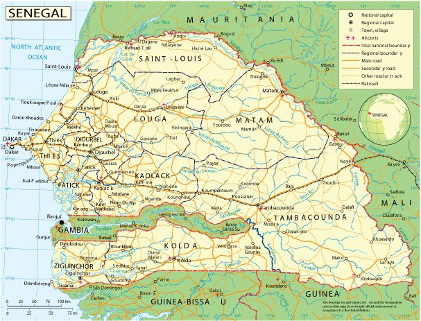 Senegal + Gambia: Free vector map Senegal + Gambia, Adobe Illustrator, download now maps vector clipart