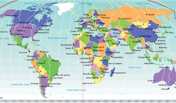 Free vector map World Time Zones Political map 2, Adobe Illustrator, download now maps vector clipart >>>>> Map for design, projects, presentation free to use as you need.