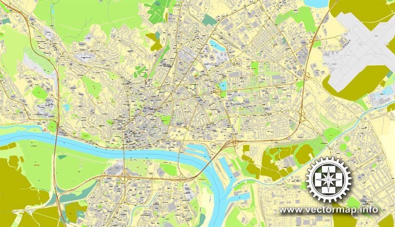 Bratislava, Slovakia, printable vector street map, City Plan, full editable, Adobe Illustrator, Royalty free, full vector, scalable, editable, text format street names