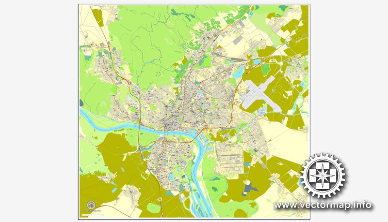 Bratislava, Slovakia, printable vector street map, City Plan, full editable, Adobe Illustrator, Royalty free, full vector, scalable, editable, text format street names