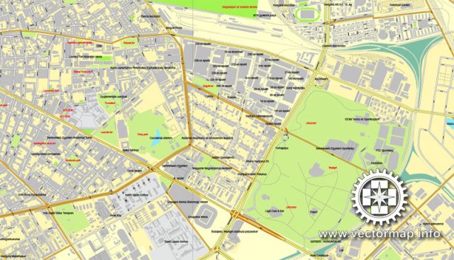 Budapest, Hungary, printable vector street City Plan map, full editable ...