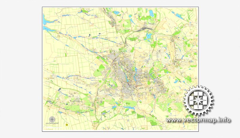 Донецк, Украина, векторная карта в формате Adobe Illustrator, полностью редактируемая