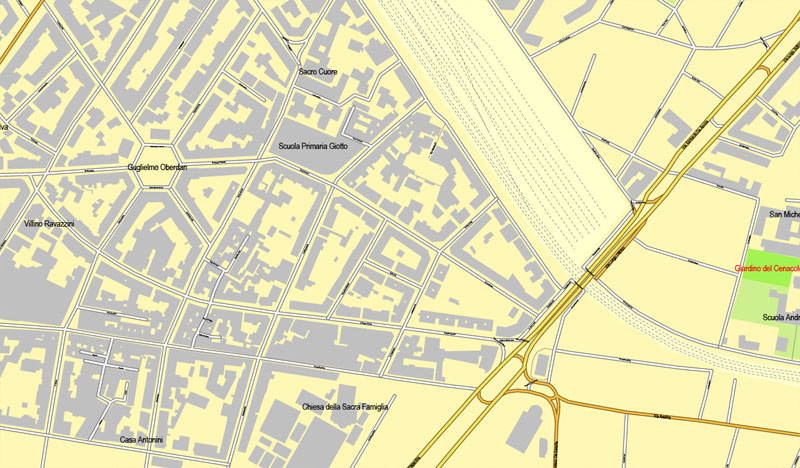 Florence / Firenze, Italy, printable vector street map City Plan, full editable, Adobe Illustrator, Royalty free, full vector, scalable, editable, text format street names,