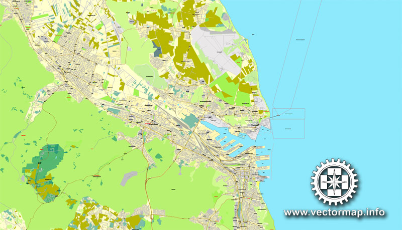 Gdansk Sopot Gdynia Poland Printable Vector Street Map City Plan Full Editable Adobe 5013