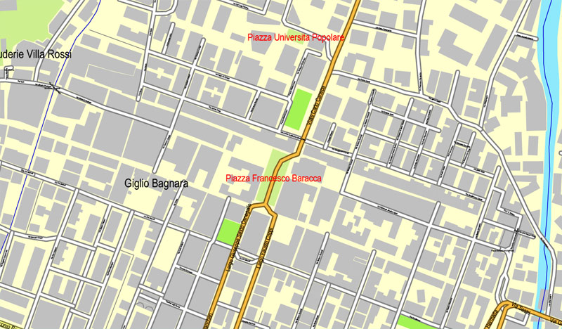 Genova / Genoa, Italy, printable vector street map City Plan, full editable, Adobe Illustrator, Royalty free, full vector, scalable, editable, text format street names
