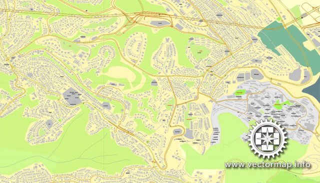 Haifa, Israel, printable vector street map, City Plan, full editable ...