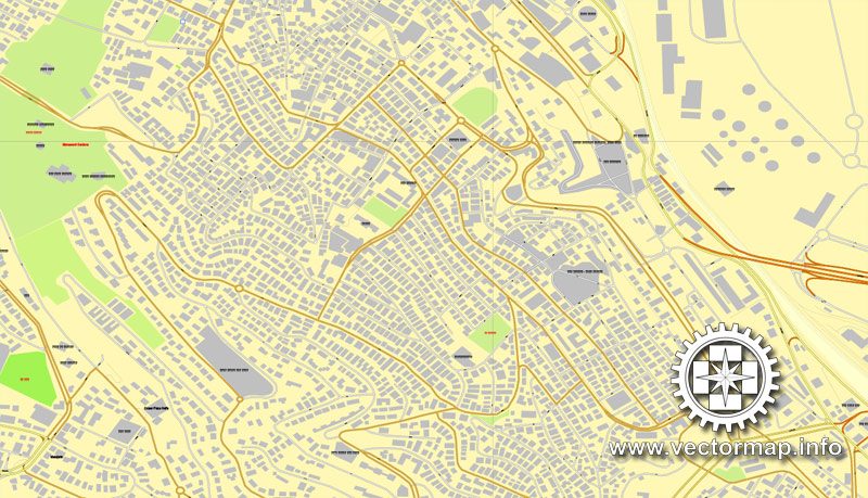 Haifa, Israel, printable vector street map, City Plan, full editable, Adobe Illustrator, Royalty free