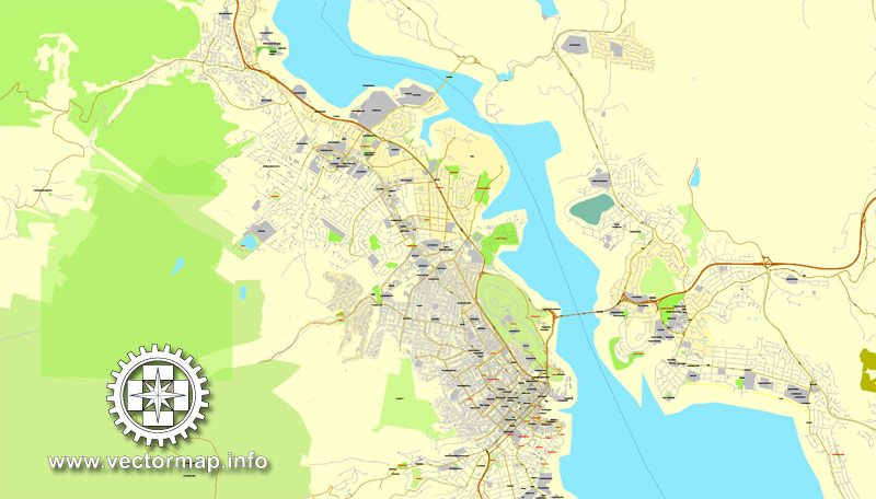 Map vector Hobart, Tasmania, Australia, printable vector street City Plan map, full editable, Adobe illustrator Map for design, print, arts, projects, presentations, for architects, designers and builders