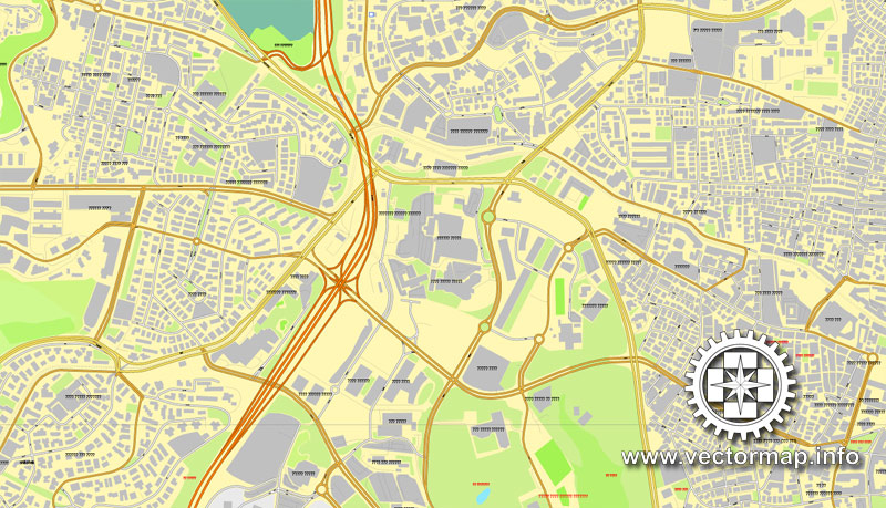Jerusalem, Israel, printable vector street map, City Plan, full editable, Adobe Illustrator, Royalty free